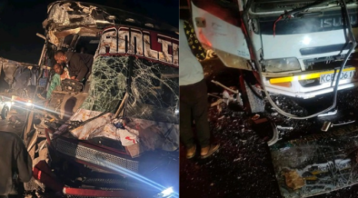 Wreckage of the Dreamline Bus and A Lorry that Occurred in the Wee Hours of Today Thursday December 18, 2025 at Kijabe. PHOTO/ File