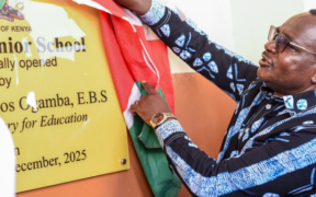 Education CS Julius Ogamba during commissioning of a newly constructed senior school Image/JO/X