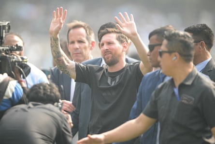 Messi at Kolkata Stadium. PHOTO/Guardian 