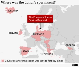 Some of the European Countries Where the Donor's Sperm was Distributed. PHOTO/ BBC 