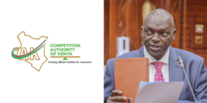 Collage of CAK logo and Director of CAK David Kemei during the swearing in ceremony. PHOTO/Courtesy