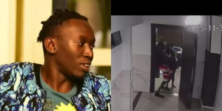 A photo collage of Festus Oromo and a CCTV footgae showing the last moments. PHOTO/Citizen TV Screengrab.