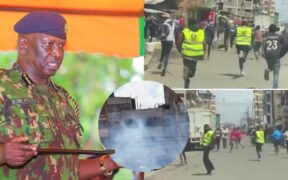 A photo collage of Police IG Douglas Kanja and the incidents at Kariobangi North PCEA Church on November 30, 2025.