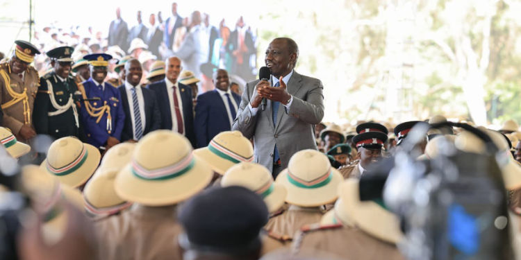 A photo of President Ruto addressing Chiefs at statehouse. PHOTO/Murkomen