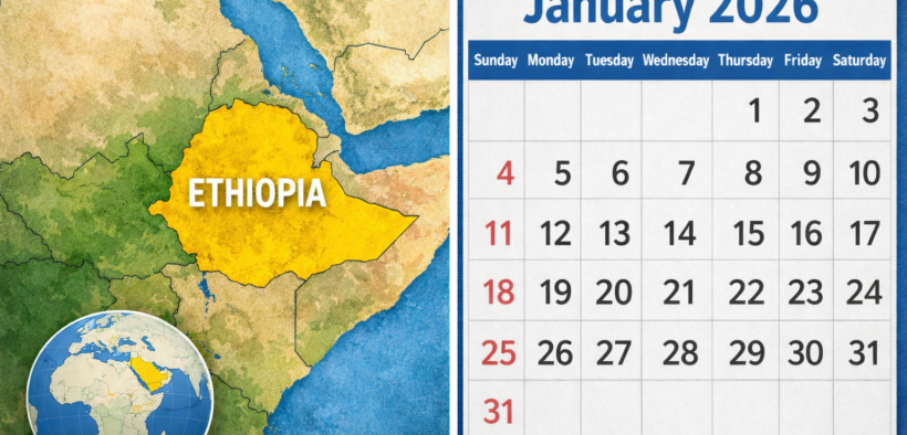 A photo collage of Ethiopia position on the map and a January 2026 calendar. PHOTO/ChatGpt.