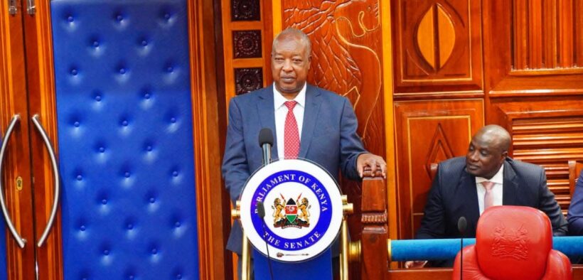 Governor Amos Nyaribo appears before the senate for his first hearing after the impeachment Photo/Senate Kenya