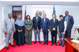Health Cabinet Secretary Hon Aden Duale with the High Commissioner of India to Kenya, Dr Adarsh Swaika, after a meeting in preparation for the WHO Traditional Medicine Global Summit. PHOTO/Ministry of Health/X