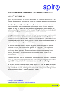 Statement Released by Spiro Kenya on Monday, December 15, 2025. PHOTO/Spiro Kenya/X