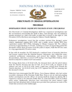 DCI statement on Tuesday, December 16, 2025 concerning the death of Hon Jirongo. PHOTO/DCI/X