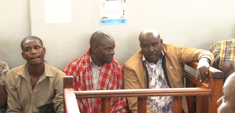 Lolgorian MCA Michael Seme(M) alongside the other suspects. PHOTO/People Daily