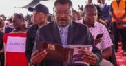 National Assembly Speaker Moses Wetangula joined mourners at Lumakanda Township Primary School in Lugari Constituency, Kakamega County, for the final journey of former Cabinet Minister Cyrus Jirongo. PHOTO/Wetangula X.