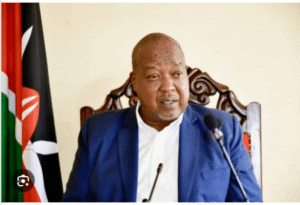 Governor Amos Nyaribo speaking at past event. PHOTO/W