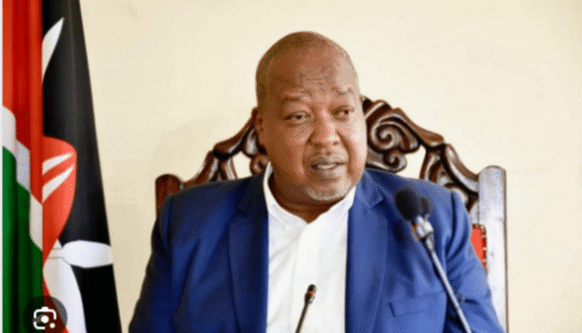 Governor Amos Nyaribo speaking at past event. PHOTO/W