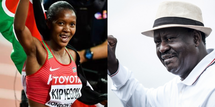 Collage of Faith Kipyegon and Raila Odinga. PHOTO/File