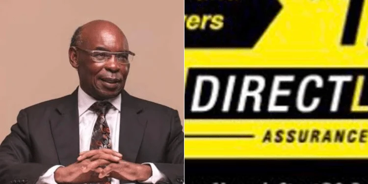 A photo collage of Royal Credit Limited Chairperson SK Macharia and Directline Assurance. PHOTO/Courtesy.