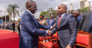 President William Ruto with Deputy President Kithure Kindiki during swearing in at KICC on November 1, 2024.[DPCS]
