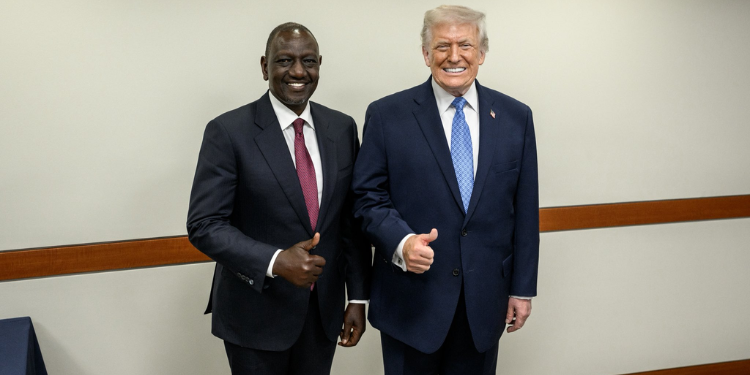 Kenya's President William Ruto poses for a photo with U.S President Donald Trump. PHOTO/PCS.