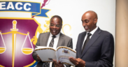 EACC Chairperson Dr. David Oginde and CEO Abdi Mohamud during the launch of the 2024/2025 Annual Report at the Integrity Centre. PHOTO/EACC.