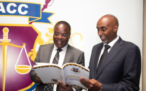 EACC Chairperson Dr. David Oginde and CEO Abdi Mohamud during the launch of the 2024/2025 Annual Report at the Integrity Centre. PHOTO/EACC.