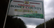 A signboard welcoming travellers to Bomet County.