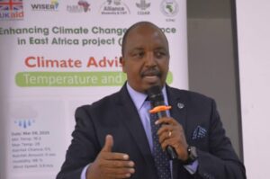 Kenya Met Boss Edward Muriuki speaking at past event. PHOTO/NA