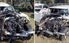 The Mercedes-Benz Wreckage of the Late Lugari MP Cyrus Jirongo who Succumbed in a Road Accident Along Nairobi-Nakuru Highway. PHOTO/ Kenyans.