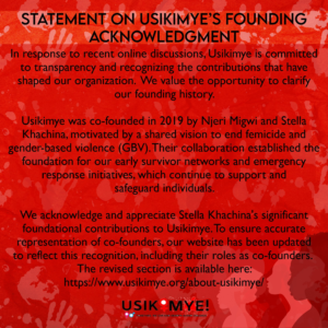 Statement released by the Usikimye Organisation addressing the stand of the Kenyan based NGO. PHOTO/Usikimye