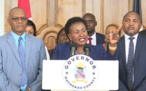 Machakos Governor Wavinya Ndeti speaking to the media at her office on Wednesday, December 10, 2025. PHOTO/Courtesy