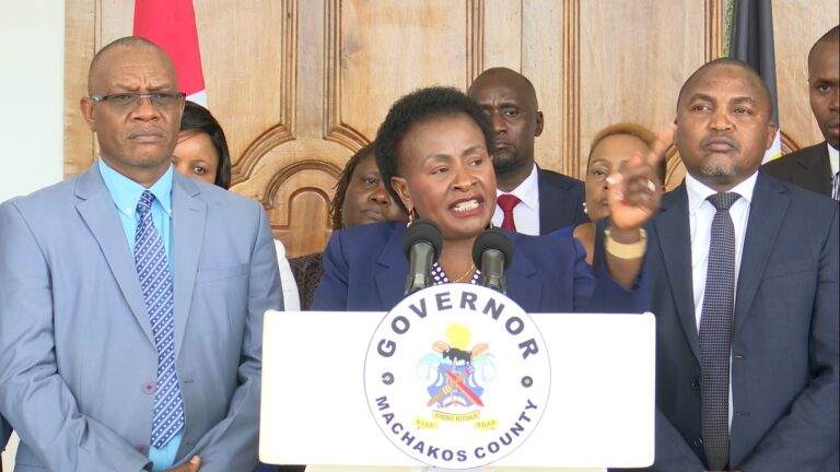 Machakos Governor Wavinya Ndeti speaking to the media at her office on Wednesday, December 10, 2025. PHOTO/Courtesy