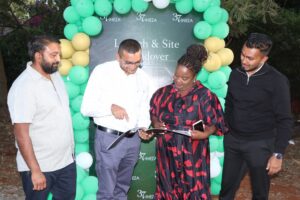 From Left to Right - Amit Bhanderi,Site manager, Yogesh Kerai, Director, Vinay Varsani project manager,Canton Building & Construction Limited,(C)Njeri Gakunju, developer 37 by Ineza, Tofauti lifestyle ltd.