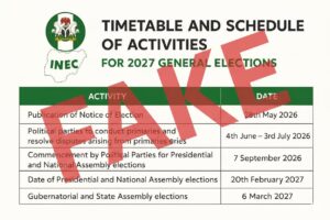Fake notice doing rounds that has been dismissed by the INEC media advisor Image/INEC/X