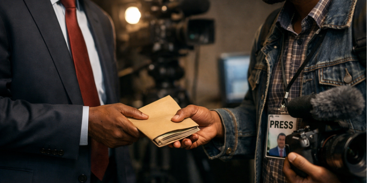 AI Generated Image of A Politician Handing Over An Envelope To A Media Personnel. PHOTO/ Courtesy