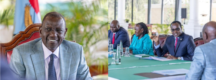 President William Ruto was briefed by Education CS Julius Ogamba ahead of 2025 KCSE results release. PHOTO/PCS.