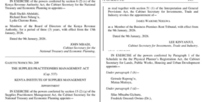 The image shows the list of appointments made in various government departments PHOTO/Gazette Notice/X