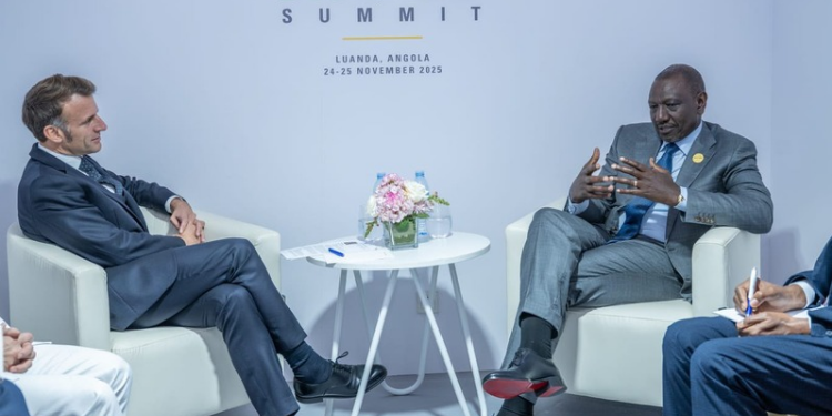 President Emmanuel Macron pictured together with President Ruto during Union-European Union Summit held in Luanda,Angola PHOTO/President Ruto/X
