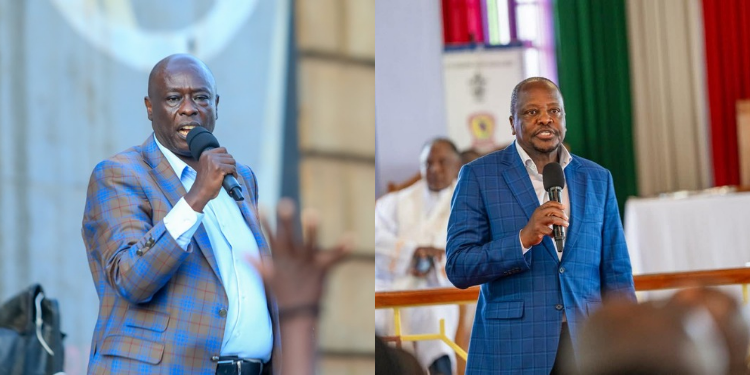 The image is a collage of photo of opposition leader Rigathi Gachagua and Cabinet Secretary for Agriculture Mutahi Kagwe Image/Accounts/X