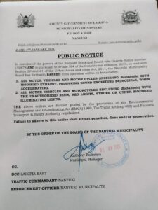 Notice by Nanyuki county