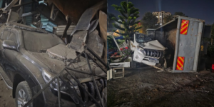 The image shows a yard demolished with remains of cars on the ground PHOTO/GK/X