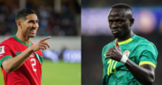 The image shows a collage photo of Morocco's Achraf Hakimi and Senegal's Sadio Mane with both representing their countries in the Afcon Image/ACC/X
