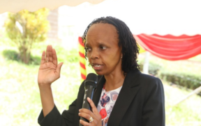 The image shows KUCCPS CEO Dr Agnes Wahome during a joint sensitisation of 1st year students at Murang'a University Image/ Placement Service/X