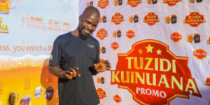 The image shows the Senator Keg Promotion Campaign award winner Evans Okello Image/Tuzidi Kuinuana Promotion Campaign 