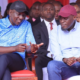 Governor Sakaja pictured with President Ruto during the NYOTA disbursement ceremony at Kasarani Sports Centre Image/Sakaja/X