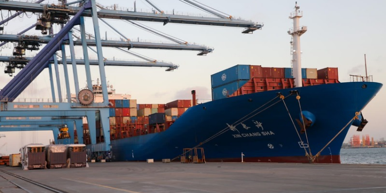 The image shows a container vessel docked at the port of Mombasa Image/KPA/X