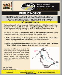 The Stretch Along the Kendubay-Homabay, At Kanyadhiang Bridge Up For Repair. PHOTO/ KeNHA 