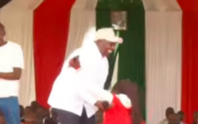 President William Ruto Consoling Emotional Eunice Wanya After Accepting Her Appeal For Laundry Business Start-up. PHOTO/ File