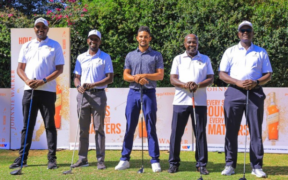 From Left to Right KBL MD Andrew Kilonzo, KOGL Chairman Patrick Obath, Pro Golfer Greg Snow, EABL General Manager, Spirits, Alvin Mbugua, and KOGL Commercial Director Ronald Meru. PHOTO/ KBL