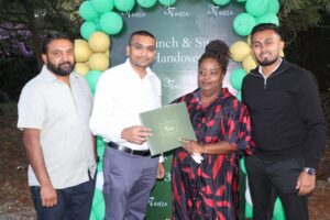 From Left to Right - Amit Bhanderi,Site manager, Yogesh Kerai, Director, Vinay Varsani project manager,Canton Building & Construction Limited,(C)Njeri Gakunju, developer 37 by Ineza, Tofauti lifestyle ltd.