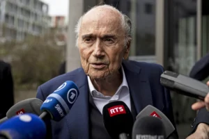 Former FIFA president Sepp Blatter in Muttenz near Basel, Switzerland in March 2025.Sathiri Kelpa / Anadolu via Getty Images