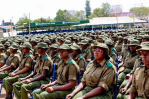 Police recruits at the National Police College Main Campus in Kiganjo.