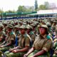 Police recruits at the National Police College Main Campus in Kiganjo.